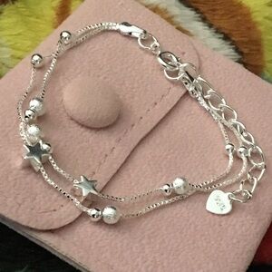 S925 Layered Stars Boho Box Chain Adjustable Bracelet